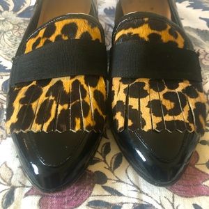 Kate Spade Patent Leather Cheetah Print Slip-on Flats Loafters 8 EUC Fun Holiday